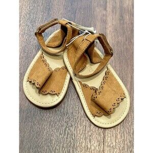 Old Navy Brown Scallop-Trim Ankle Strap Baby Sandals 12-18 MONTHS NWT!!!